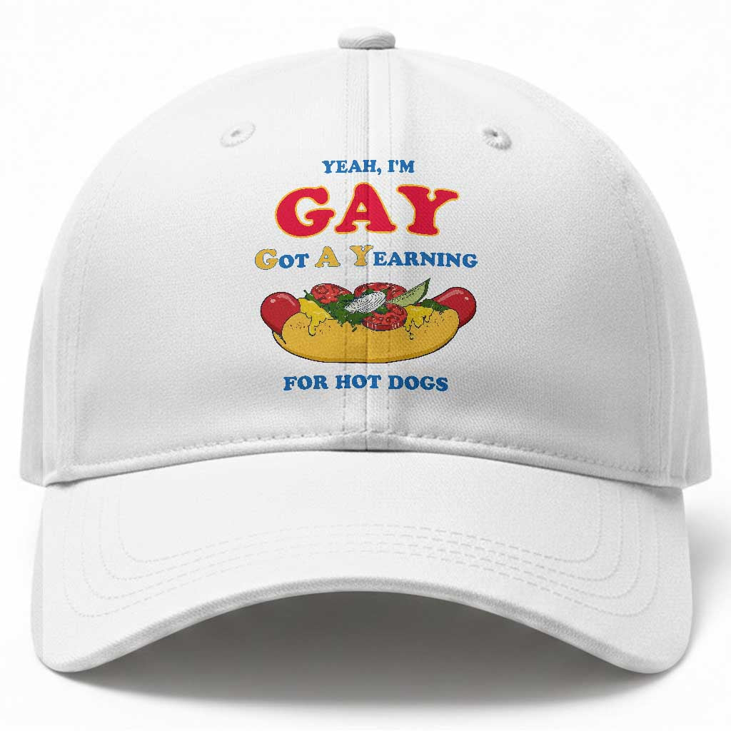 Yeah I’m GAY Got A Yearning For Hot Dogs Baseball Cap Funny Foodie Humor Retro Graphic TS02 Print Your Wear