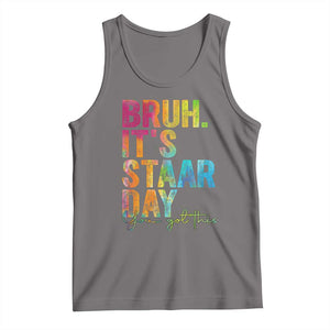 Bruh It's STAAR Day You Got This Tank Top Funny Texas Teacher Student Motivation Tie Dye Effect Printing TS02 Deep Heather Print Your Wear