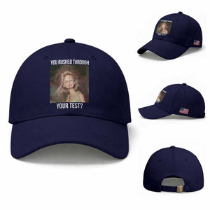 Funny Disheveled Doll Meme Testing Day Baseball Cap You Rushed Through Your Test Teacher Reaction Humor TS02 Baseball Cap Universal Fit Dark Blue Print Your Wear