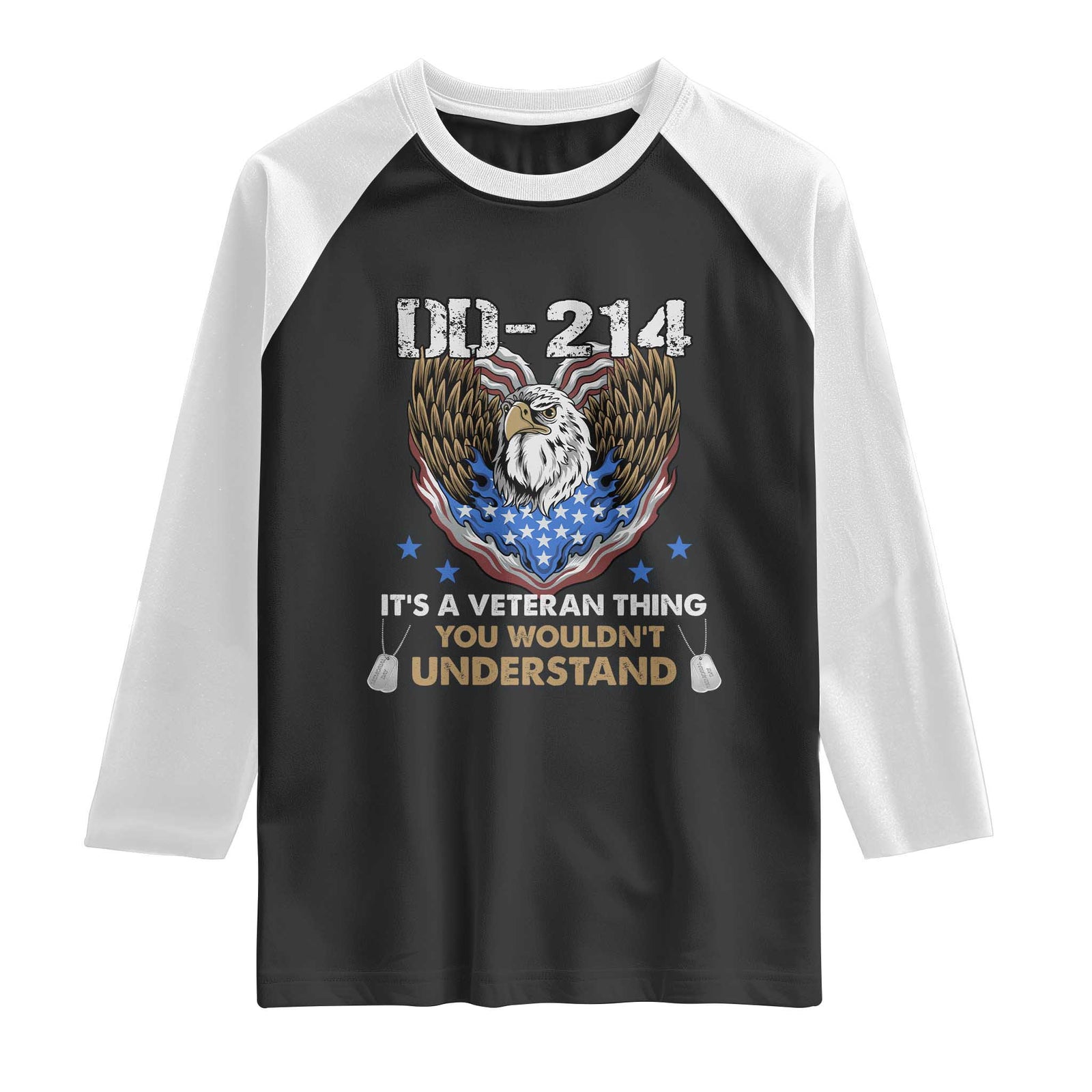 DD-214 Its A Veteran Thing You Wouldnt Understand Raglan Shirt Patriotic American Eagle Military Pride Graphic TS02 Black White Print Your Wear