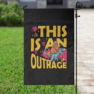 This Is An Outrage Sassy Cat Riding Raptor Dinosaur Garden Flag Retro Pop Art Graphic TS02 Print Your Wear