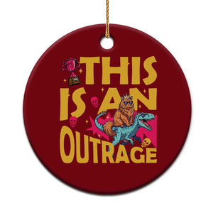 This Is An Outrage Sassy Cat Riding Raptor Dinosaur Ceramic Ornament Retro Pop Art Graphic TS02 1pc Red Print Your Wear