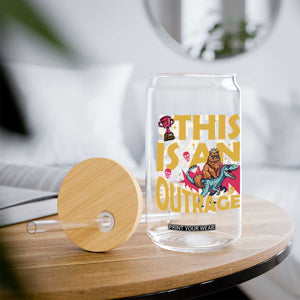 This Is An Outrage Sassy Cat Riding Raptor Dinosaur Glass Can Retro Pop Art Graphic TS02 Print Your Wear