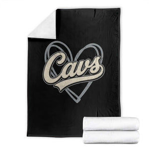 Vintage Cavs Name Script Heart Throw Blanket for Sports Fan TS02 Black Print Your Wear