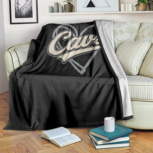 Vintage Cavs Name Script Heart Throw Blanket for Sports Fan TS02 Print Your Wear
