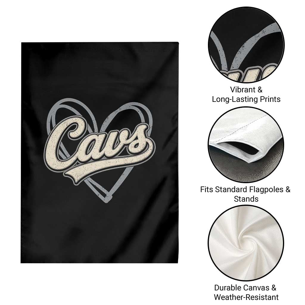 Vintage Cavs Name Script Heart Garden Flag for Sports Fan TS02 Print Your Wear