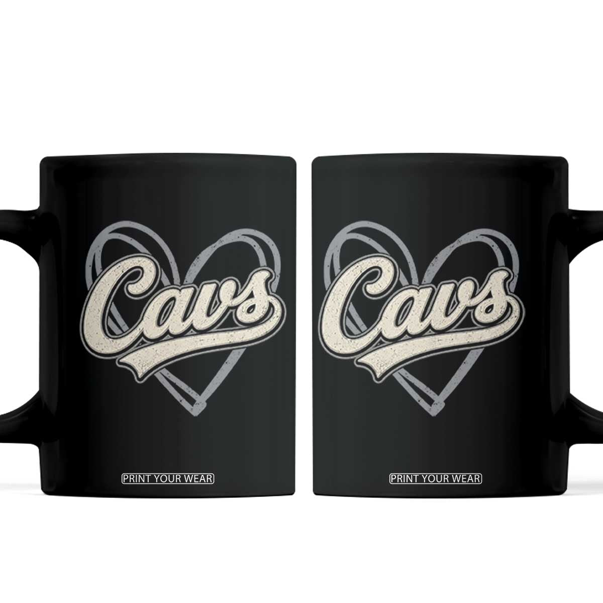 Vintage Cavs Name Script Heart Coffee Mug for Sports Fan TS02 Black Print Your Wear