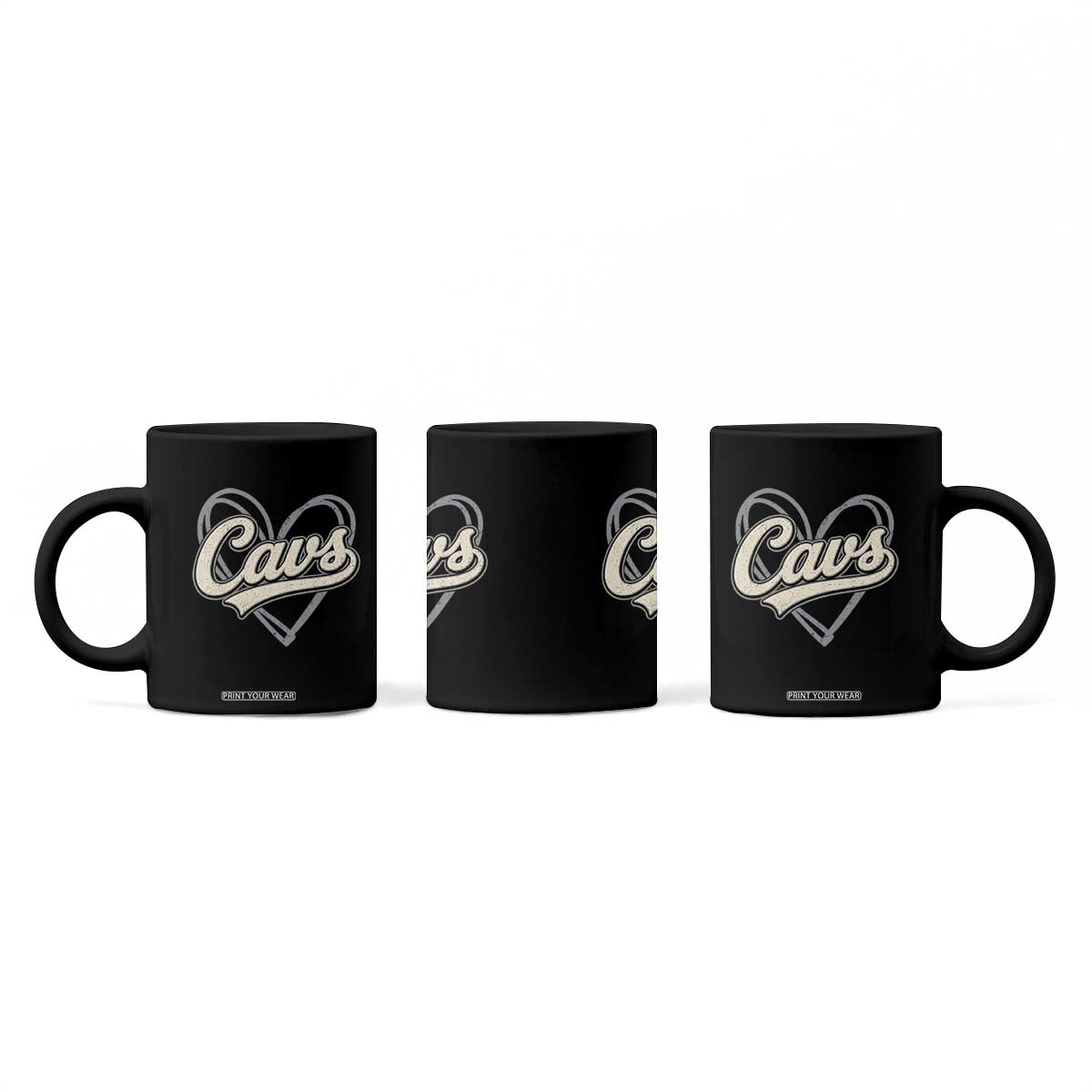 Vintage Cavs Name Script Heart Coffee Mug for Sports Fan TS02 Print Your Wear