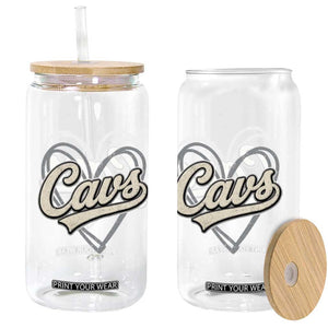 Vintage Cavs Name Script Heart Glass Can for Sports Fan TS02 Print Your Wear