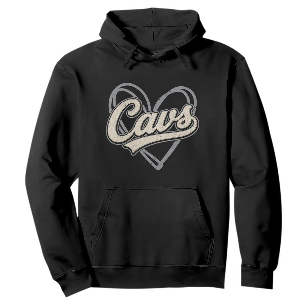 Vintage Cavs Name Script Heart Hoodie for Sports Fan TS02 Black Print Your Wear