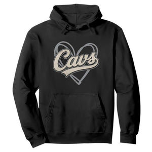 Vintage Cavs Name Script Heart Hoodie for Sports Fan TS02 Black Print Your Wear