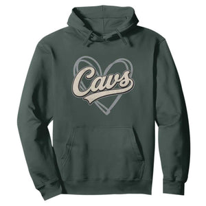 Vintage Cavs Name Script Heart Hoodie for Sports Fan TS02 Dark Forest Green Print Your Wear