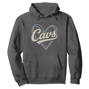 Vintage Cavs Name Script Heart Hoodie for Sports Fan TS02 Dark Heather Print Your Wear