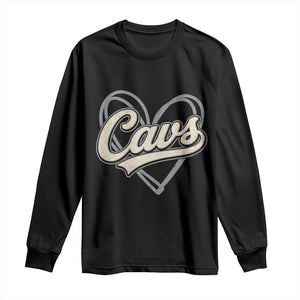 Vintage Cavs Name Script Heart Long Sleeve Shirt for Sports Fan TS02 Black Print Your Wear