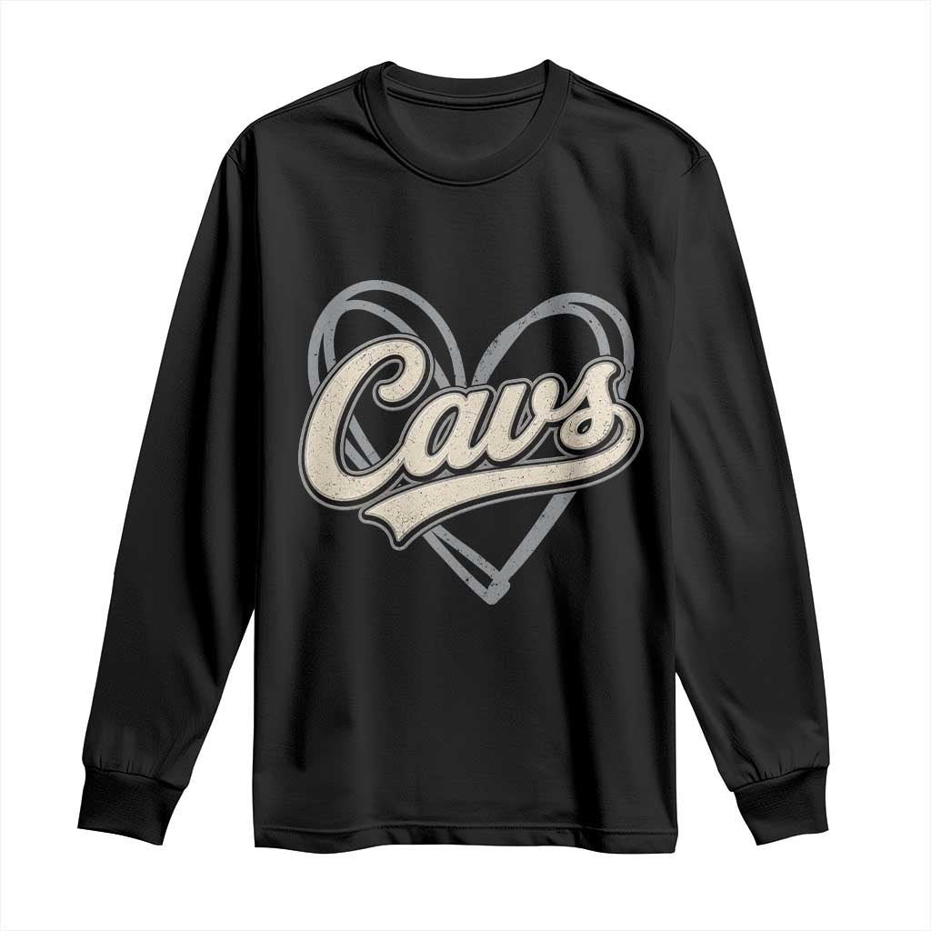 Vintage Cavs Name Script Heart Long Sleeve Shirt for Sports Fan TS02 Black Print Your Wear