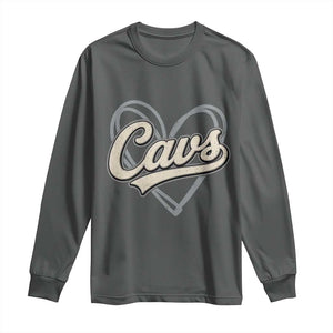Vintage Cavs Name Script Heart Long Sleeve Shirt for Sports Fan TS02 Dark Heather Print Your Wear