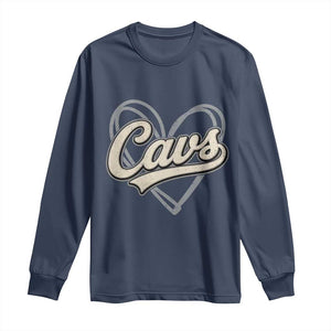 Vintage Cavs Name Script Heart Long Sleeve Shirt for Sports Fan TS02 Navy Print Your Wear