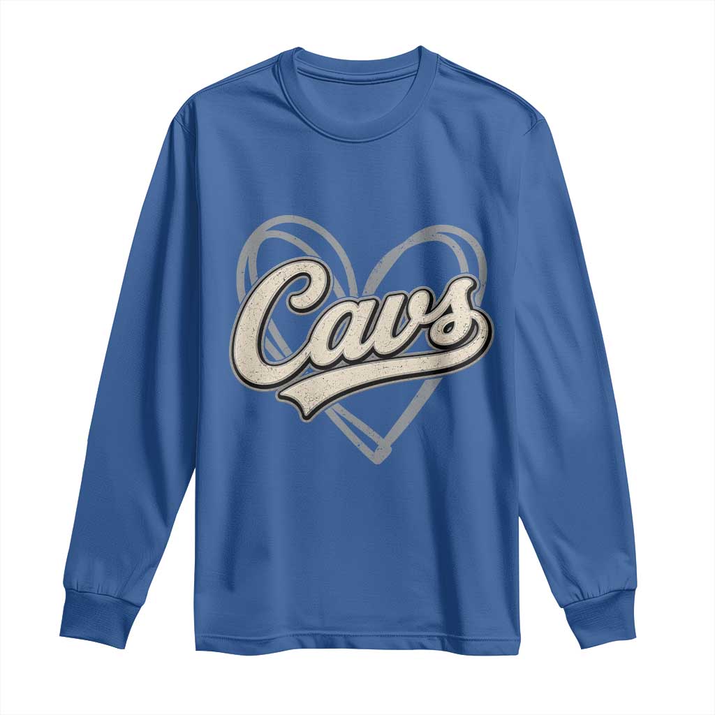 Vintage Cavs Name Script Heart Long Sleeve Shirt for Sports Fan TS02 Royal Blue Print Your Wear