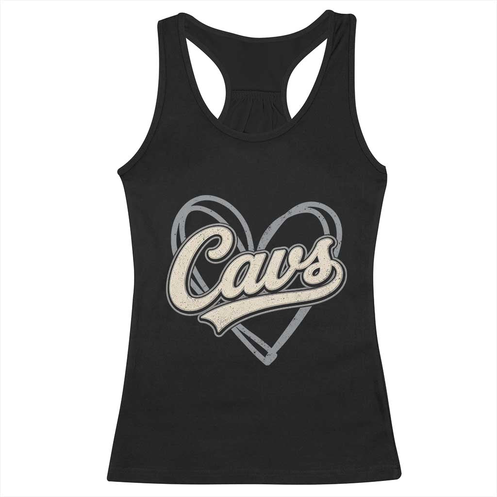 Vintage Cavs Name Script Heart Racerback Tank Top for Sports Fan TS02 Black Print Your Wear