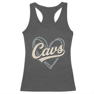 Vintage Cavs Name Script Heart Racerback Tank Top for Sports Fan TS02 Dark Heather Print Your Wear