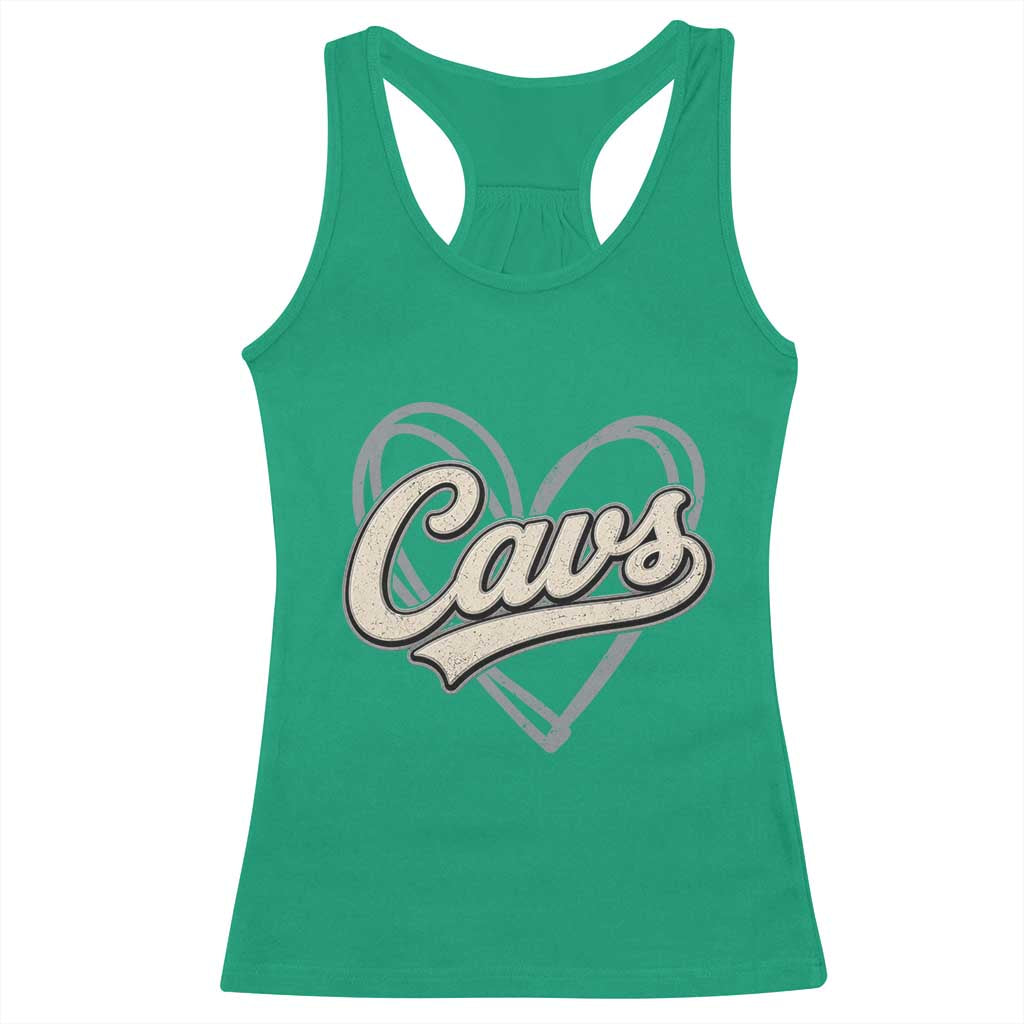 Vintage Cavs Name Script Heart Racerback Tank Top for Sports Fan TS02 Irish Green Print Your Wear