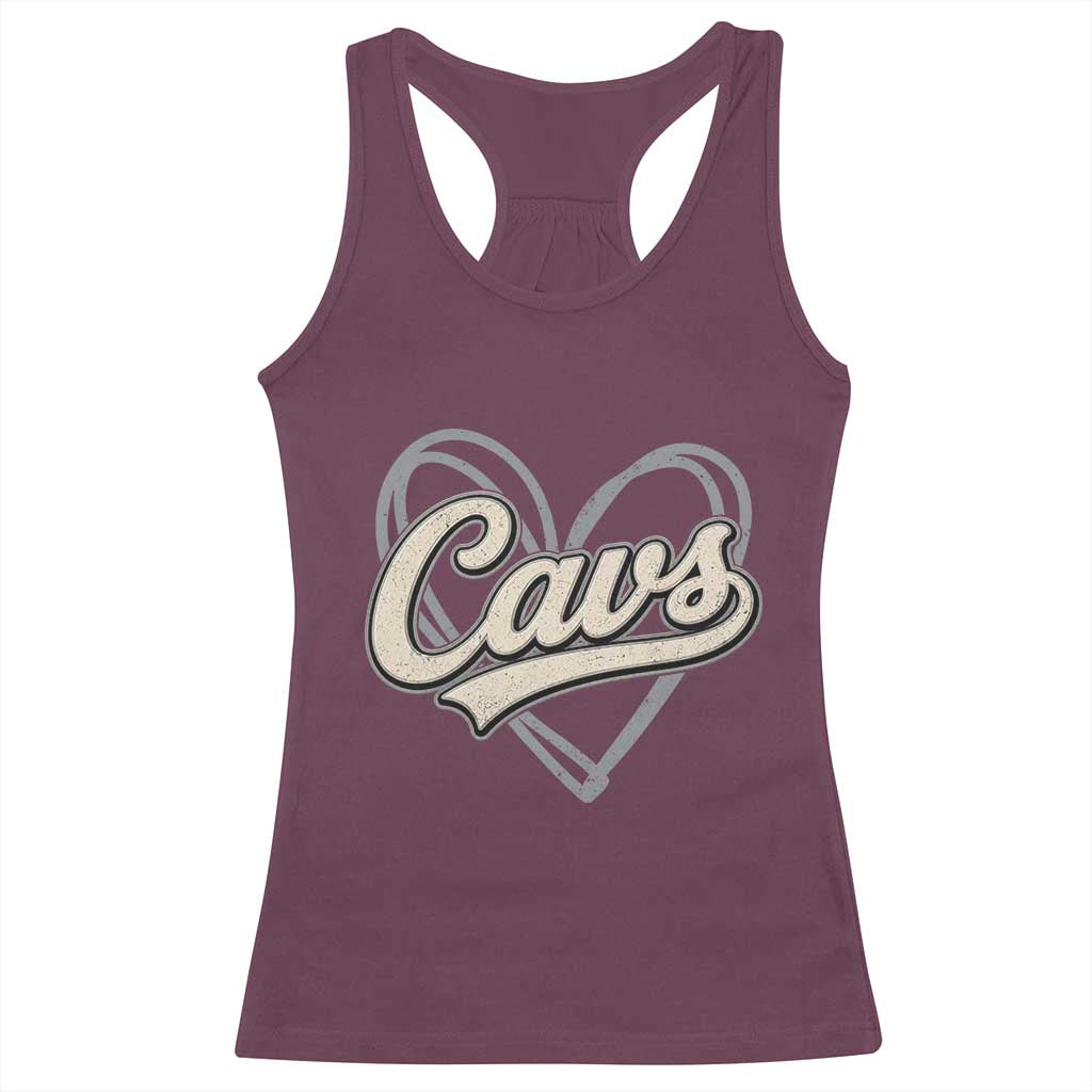 Vintage Cavs Name Script Heart Racerback Tank Top for Sports Fan TS02 Maroon Print Your Wear