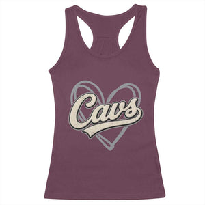 Vintage Cavs Name Script Heart Racerback Tank Top for Sports Fan TS02 Maroon Print Your Wear