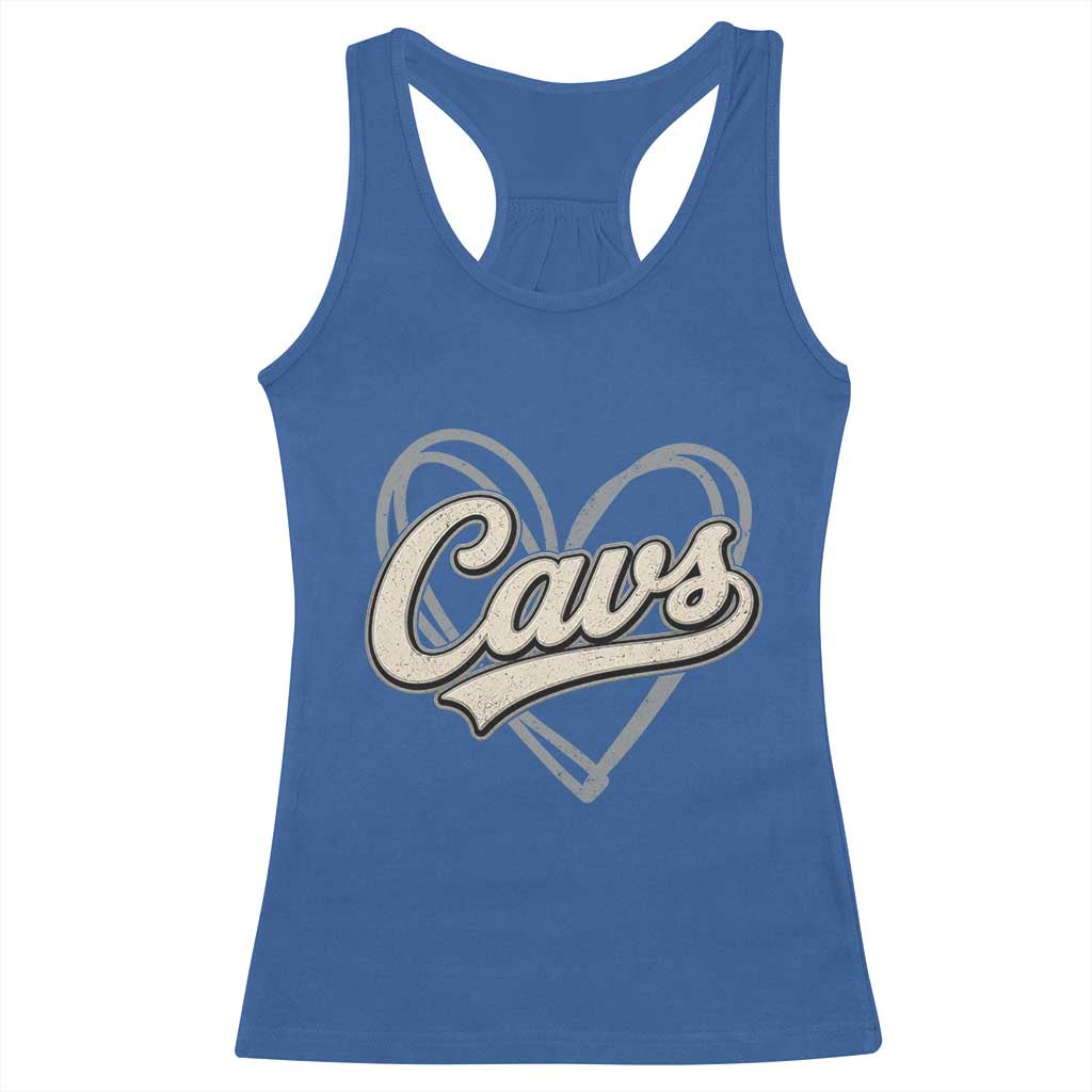 Vintage Cavs Name Script Heart Racerback Tank Top for Sports Fan TS02 Royal Blue Print Your Wear