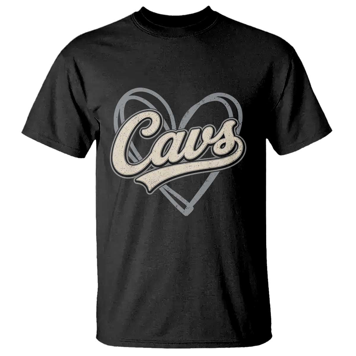 Vintage Cavs Name Script Heart T Shirt for Sports Fan TS02 Black Print Your Wear