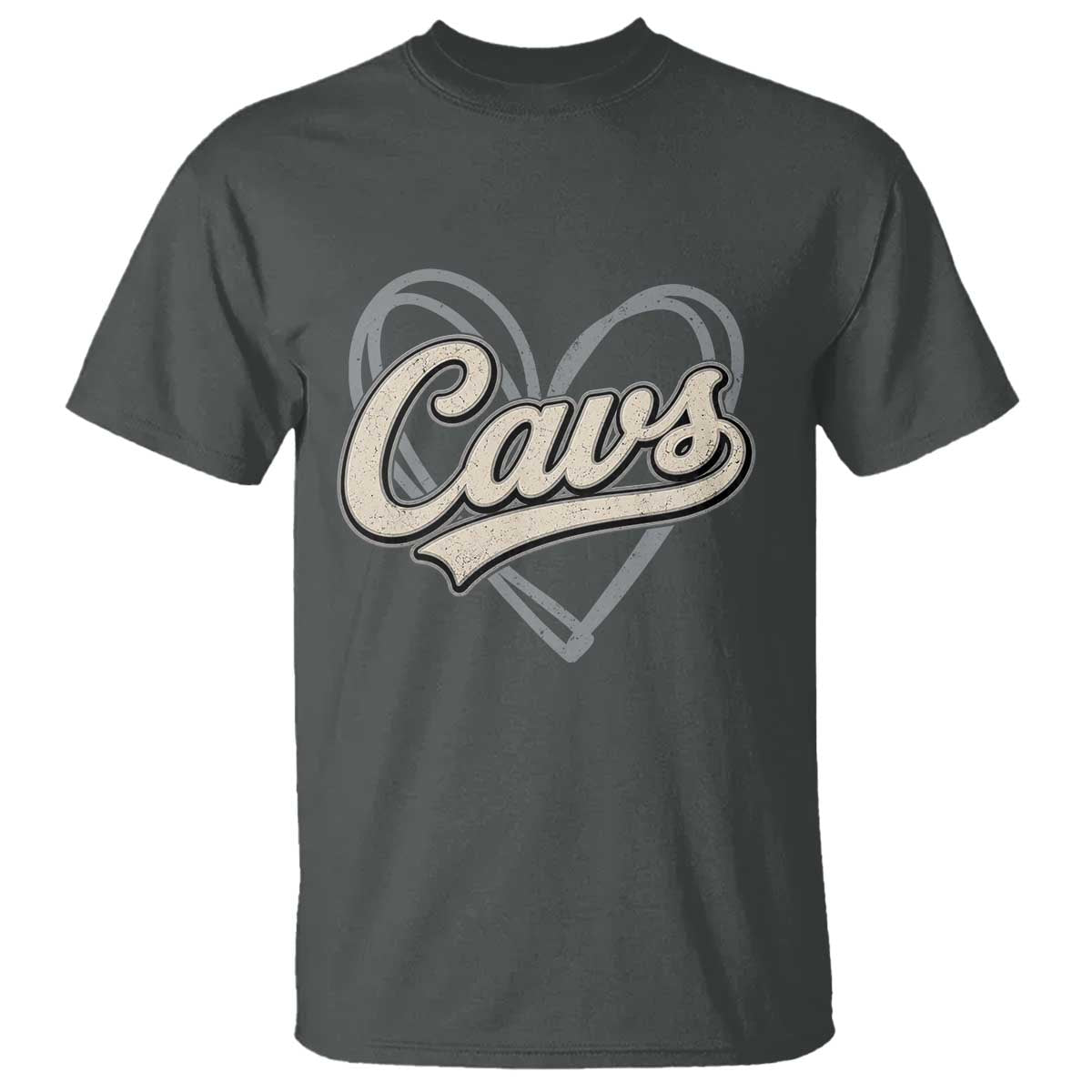 Vintage Cavs Name Script Heart T Shirt for Sports Fan TS02 Dark Heather Print Your Wear