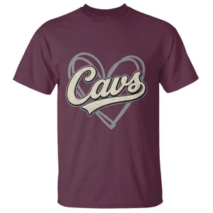 Vintage Cavs Name Script Heart T Shirt for Sports Fan TS02 Maroon Print Your Wear