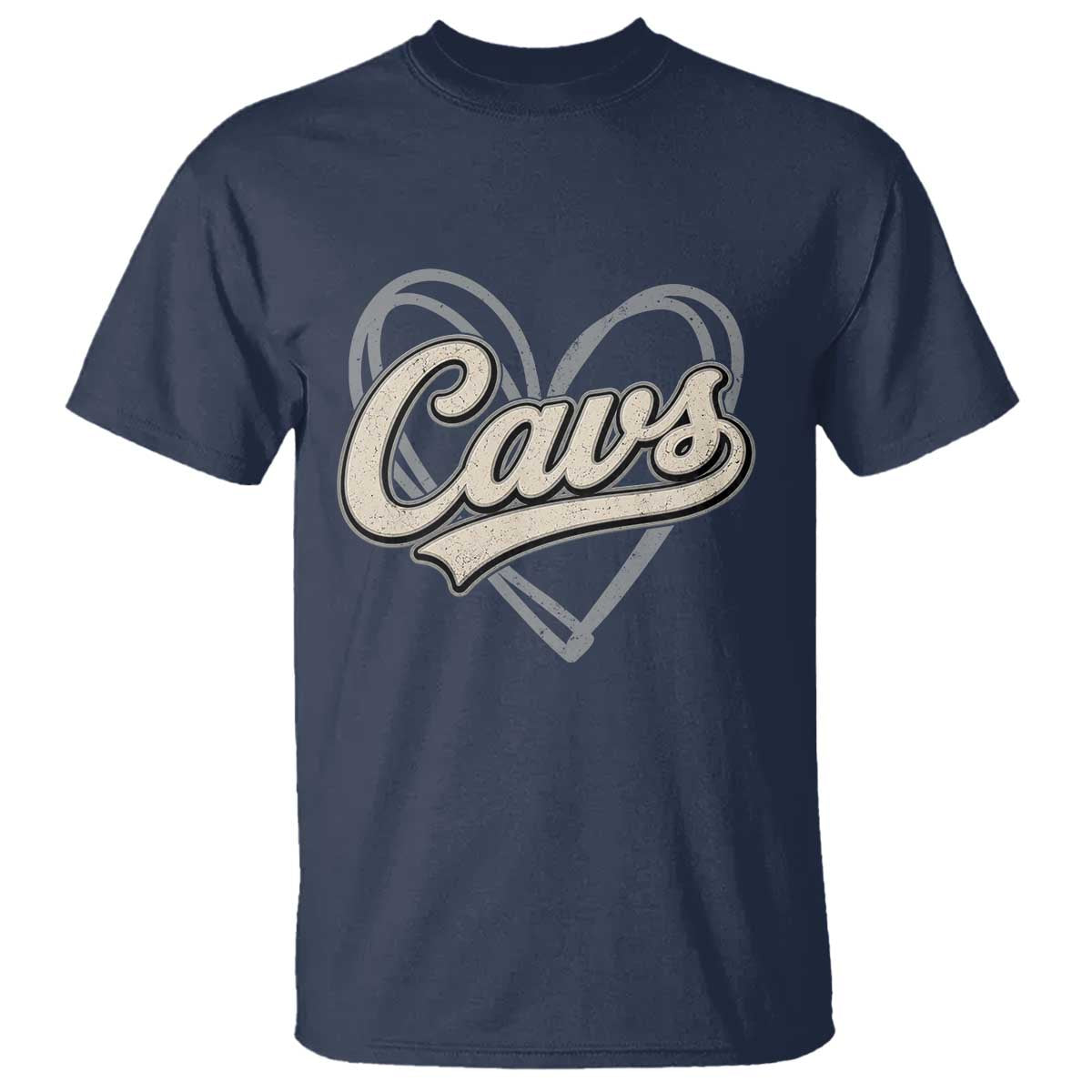 Vintage Cavs Name Script Heart T Shirt for Sports Fan TS02 Navy Print Your Wear