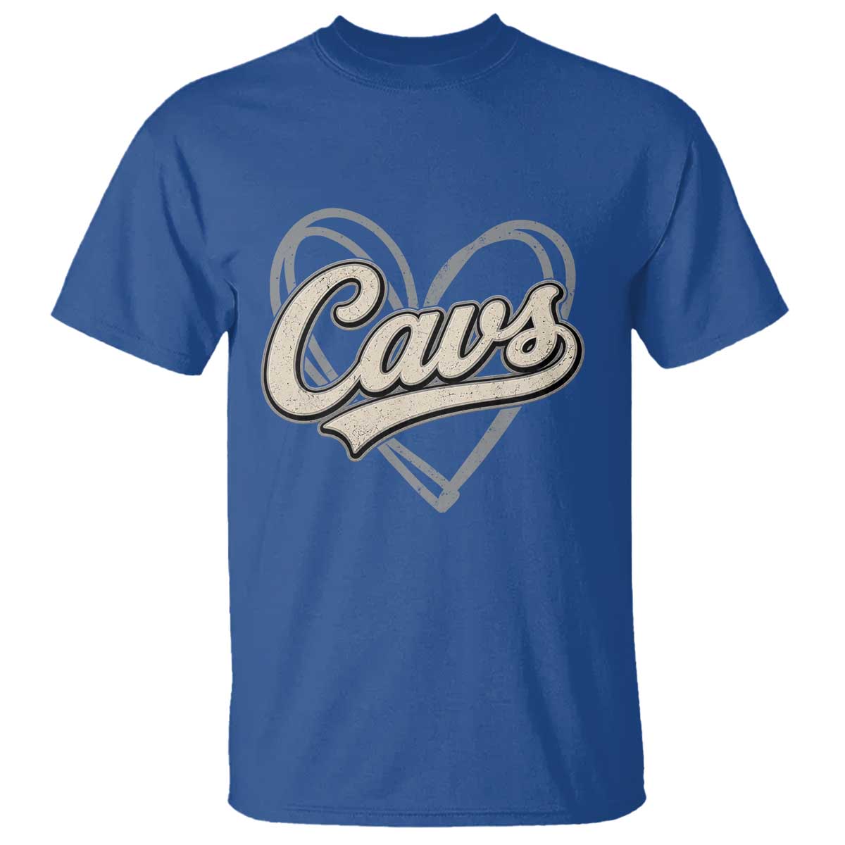 Vintage Cavs Name Script Heart T Shirt for Sports Fan TS02 Royal Blue Print Your Wear