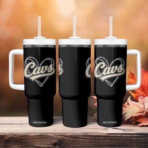 Vintage Cavs Name Script Heart Tumbler With Handle for Sports Fan TS02 Print Your Wear