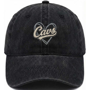 Vintage Cavs Name Script Heart Washed Cotton Baseball Cap for Sports Fan TS02 Print Your Wear