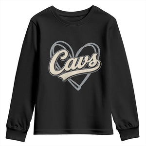 Vintage Cavs Name Script Heart Youth Sweatshirt for Sports Fan TS02 Black Print Your Wear