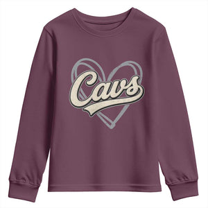 Vintage Cavs Name Script Heart Youth Sweatshirt for Sports Fan TS02 Maroon Print Your Wear