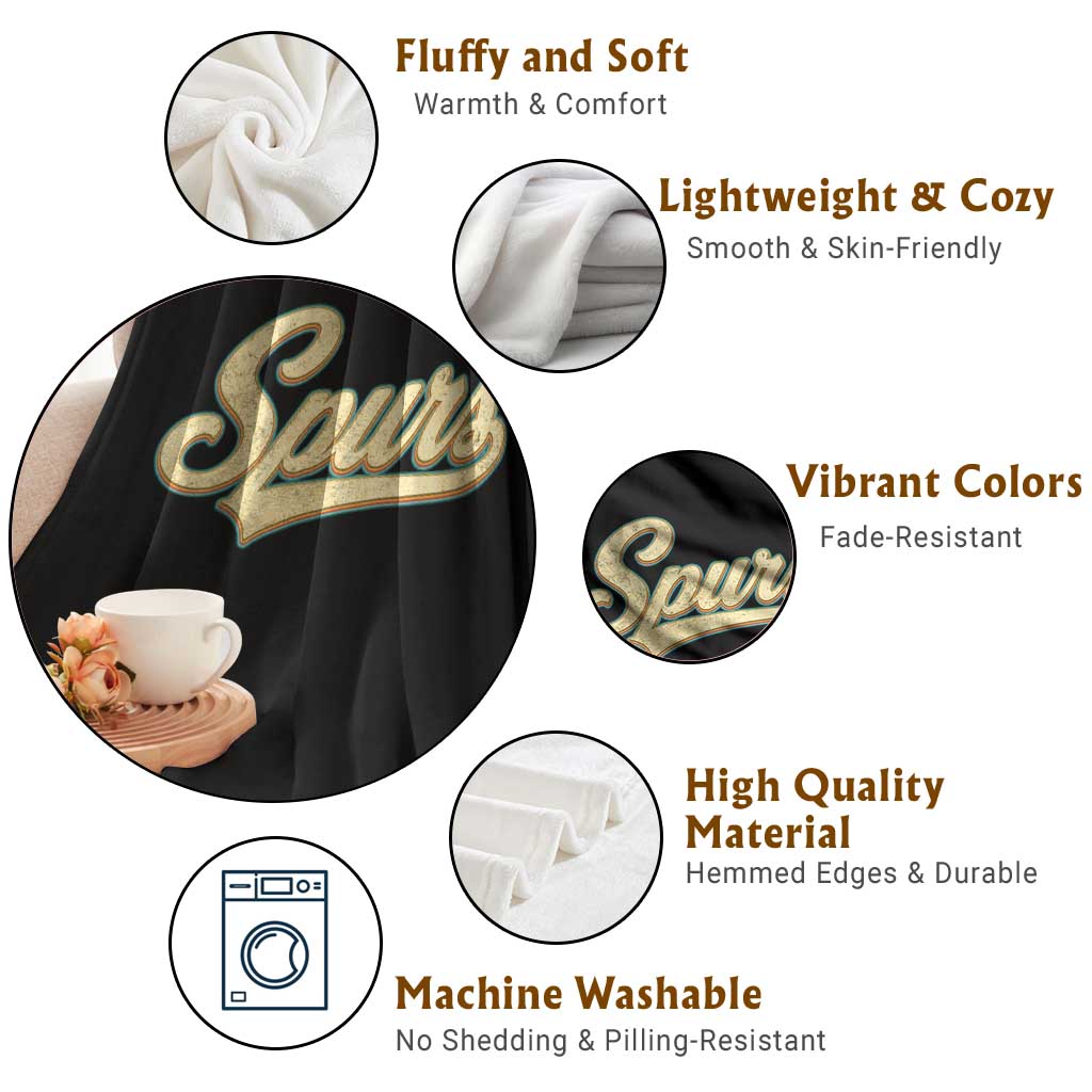 Vintage Spurs Name Script Throw Blanket for Sports Fan TS02 Print Your Wear