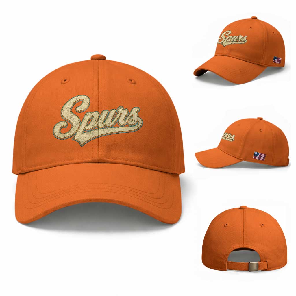 Vintage Spurs Name Script Baseball Cap for Sports Fan TS02 Baseball Cap Universal Fit Orange Print Your Wear