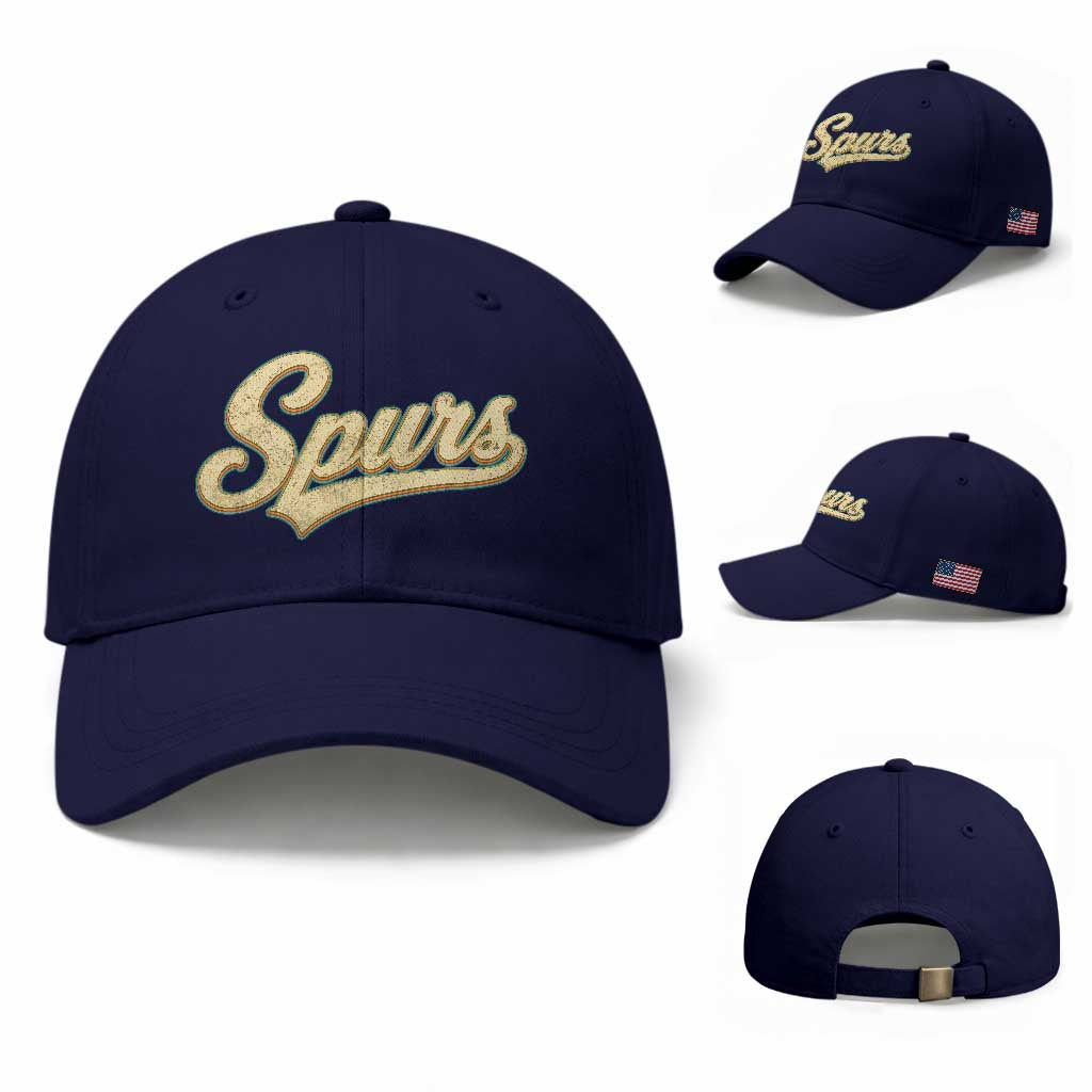 Vintage Spurs Name Script Baseball Cap for Sports Fan TS02 Baseball Cap Universal Fit Dark Blue Print Your Wear