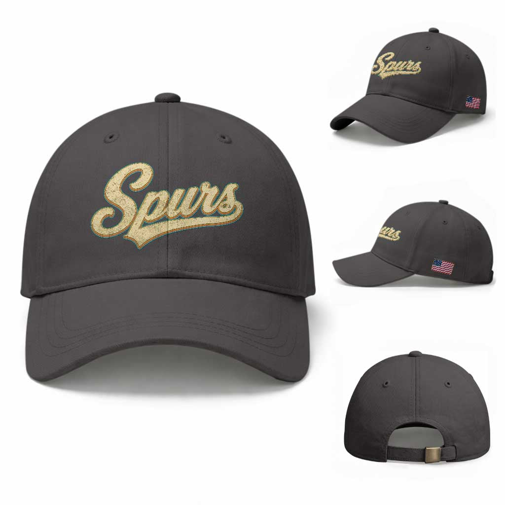Vintage Spurs Name Script Baseball Cap for Sports Fan TS02 Baseball Cap Universal Fit Dark Gray Print Your Wear