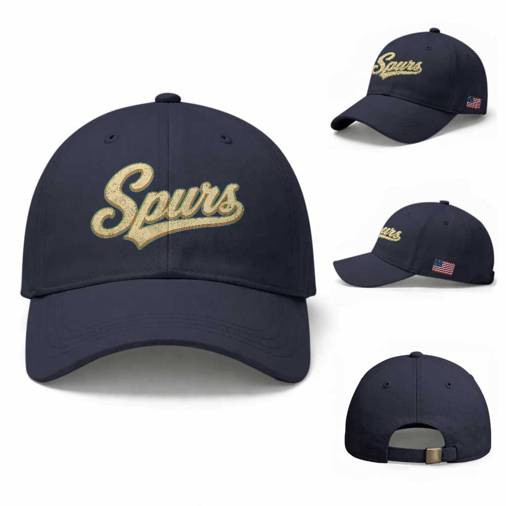 Vintage Spurs Name Script Baseball Cap for Sports Fan TS02 Baseball Cap Universal Fit Navy Print Your Wear