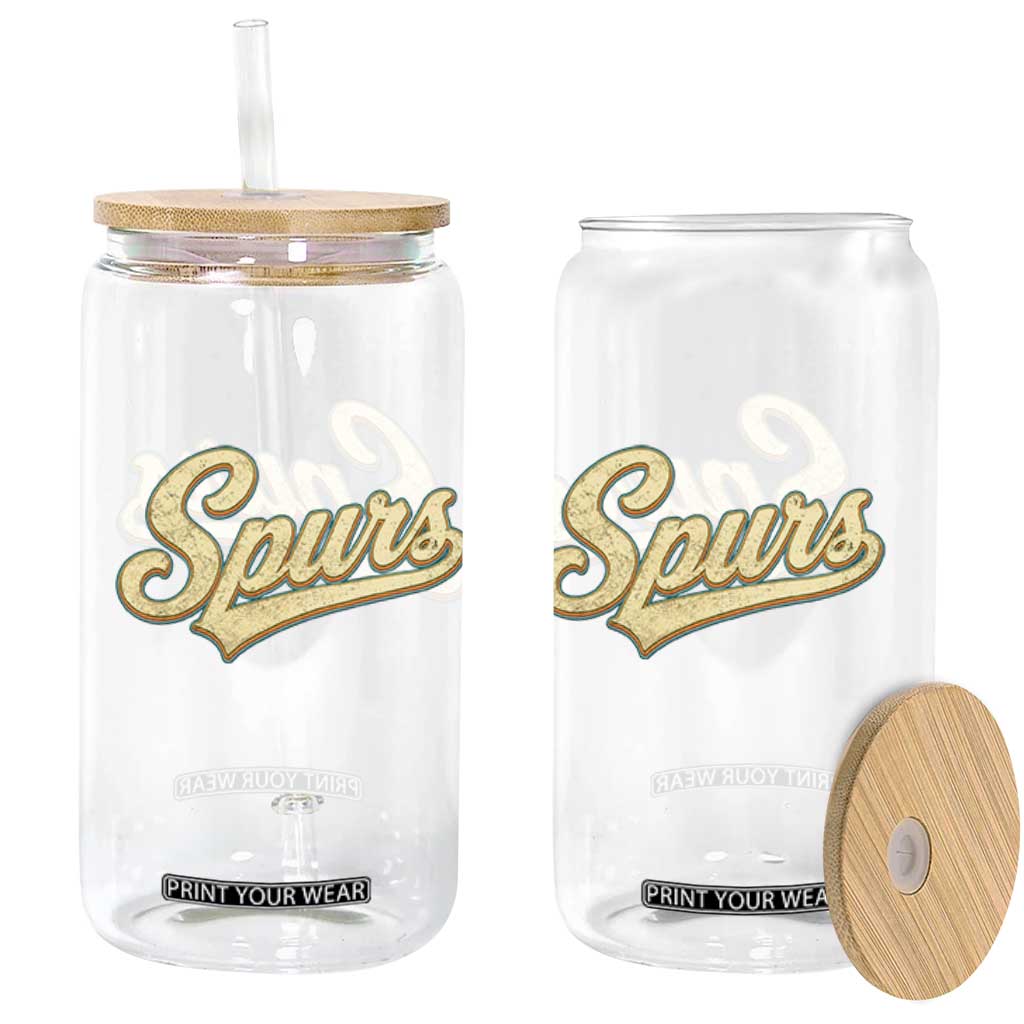 Vintage Spurs Name Script Glass Can for Sports Fan TS02 Print Your Wear