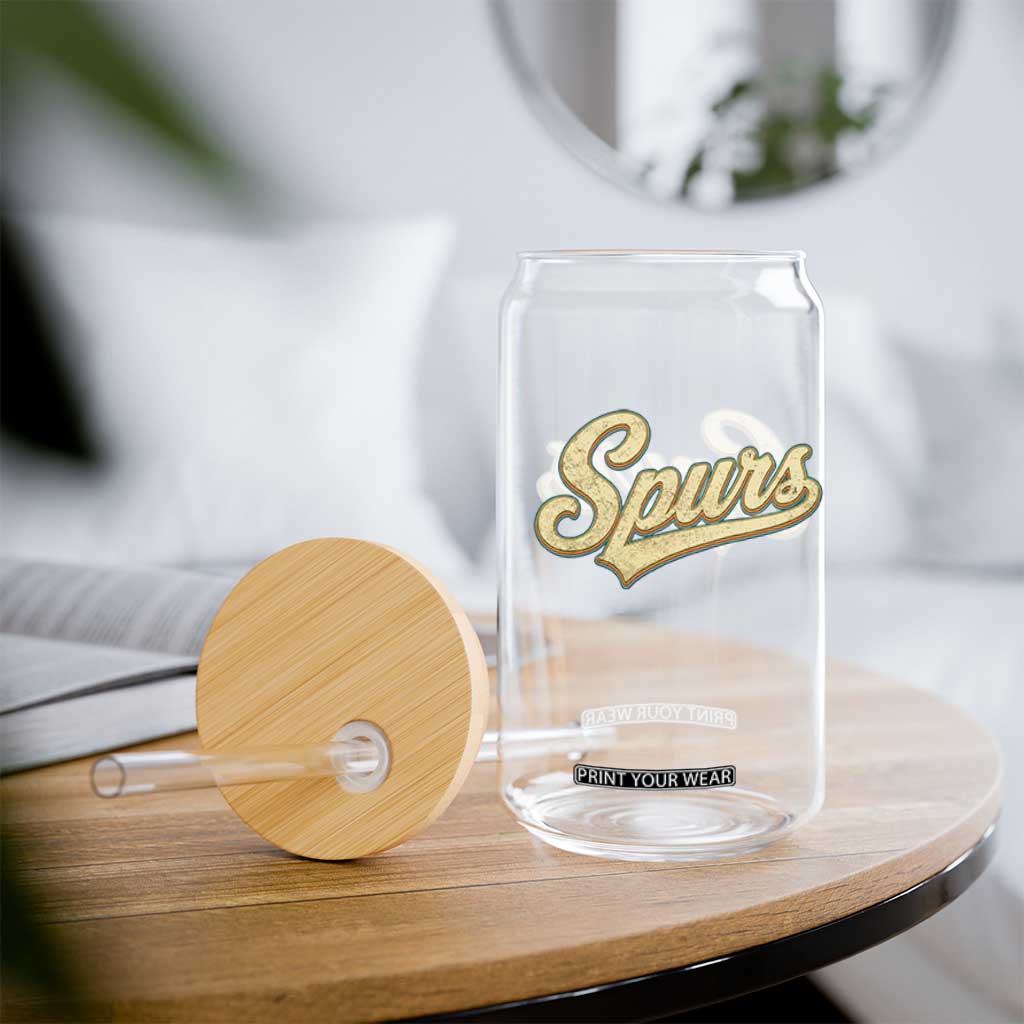Vintage Spurs Name Script Glass Can for Sports Fan TS02 Print Your Wear