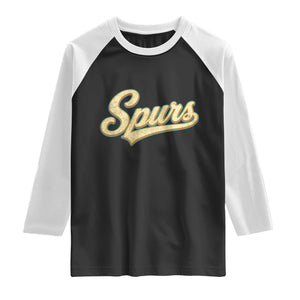 Vintage Spurs Name Script Raglan Shirt for Sports Fan TS02 Black White Print Your Wear