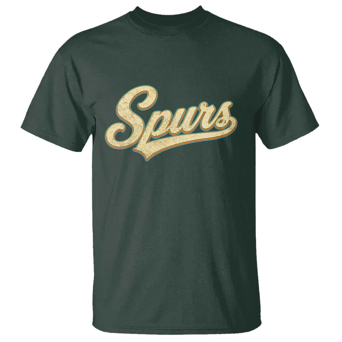 Vintage Spurs Name Script T Shirt for Sports Fan TS02 Dark Forest Green Print Your Wear