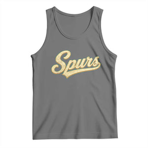 Vintage Spurs Name Script Tank Top for Sports Fan TS02 Black Heather Print Your Wear