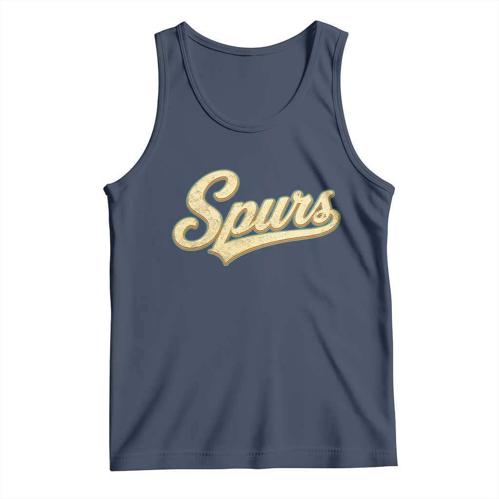 Vintage Spurs Name Script Tank Top for Sports Fan TS02 Navy Print Your Wear