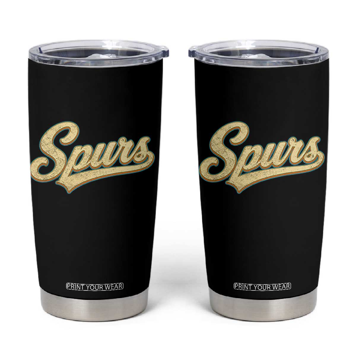 Vintage Spurs Name Script Tumbler Cup for Sports Fan TS02 Black Print Your Wear