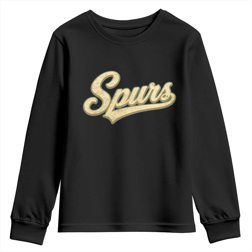 Vintage Spurs Name Script Youth Sweatshirt for Sports Fan TS02 Black Print Your Wear
